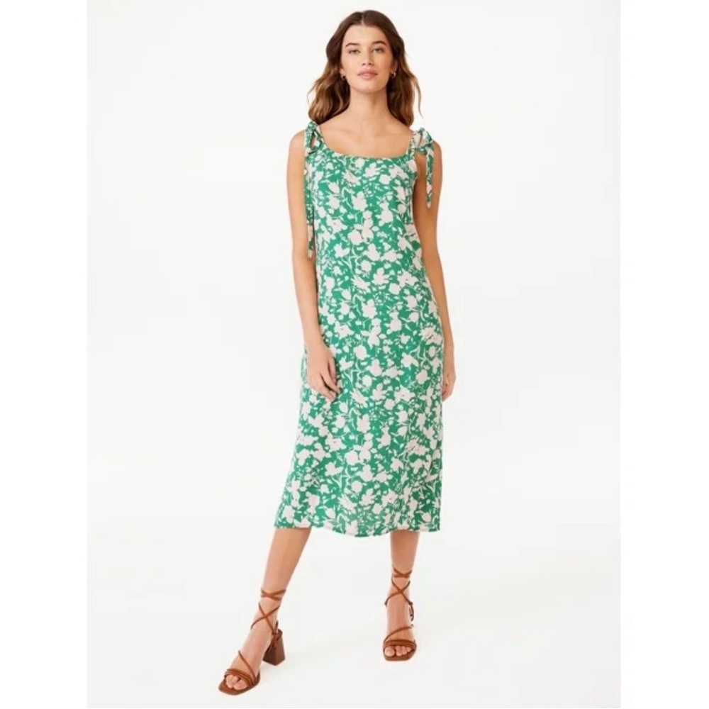Free Assembly  Green Floral Midi Dress